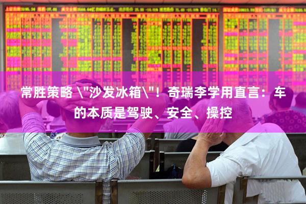 常胜策略 ＂沙发冰箱＂！奇瑞李学用直言：车的本质是驾驶、安全、操控